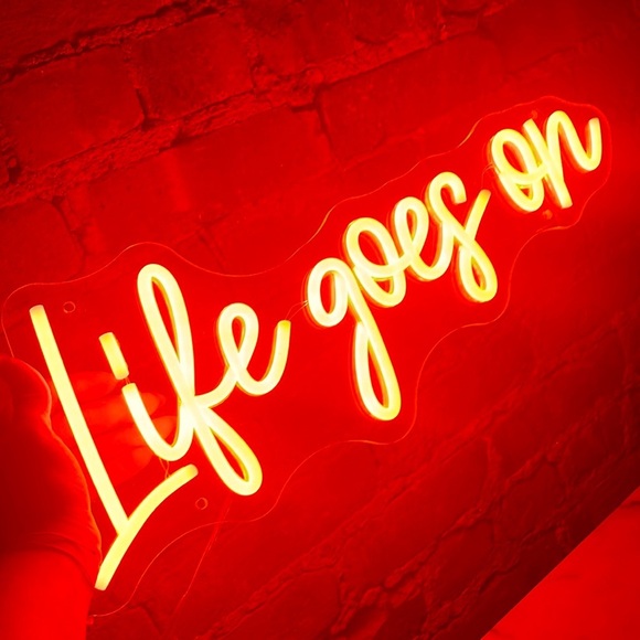 Orange Neon “Life goes on” Light Indoor Wall Decor - Picture 3 of 5